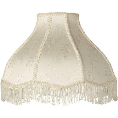 Brentwood Cream Large Scallop Dome Lamp Shade 6" Top x 17" Bottom x 11" High x 12" Slant (Spider) Replacement with Harp and Finial added by Caroline Johnston