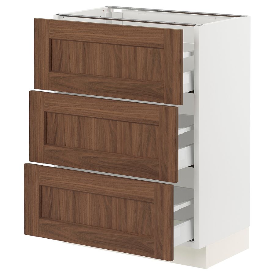 SEKTION / MAXIMERA Base cabinet with 3 drawers, white Enköping/brown walnut effect, 24x15x30" - IKEA added by Spoak Member