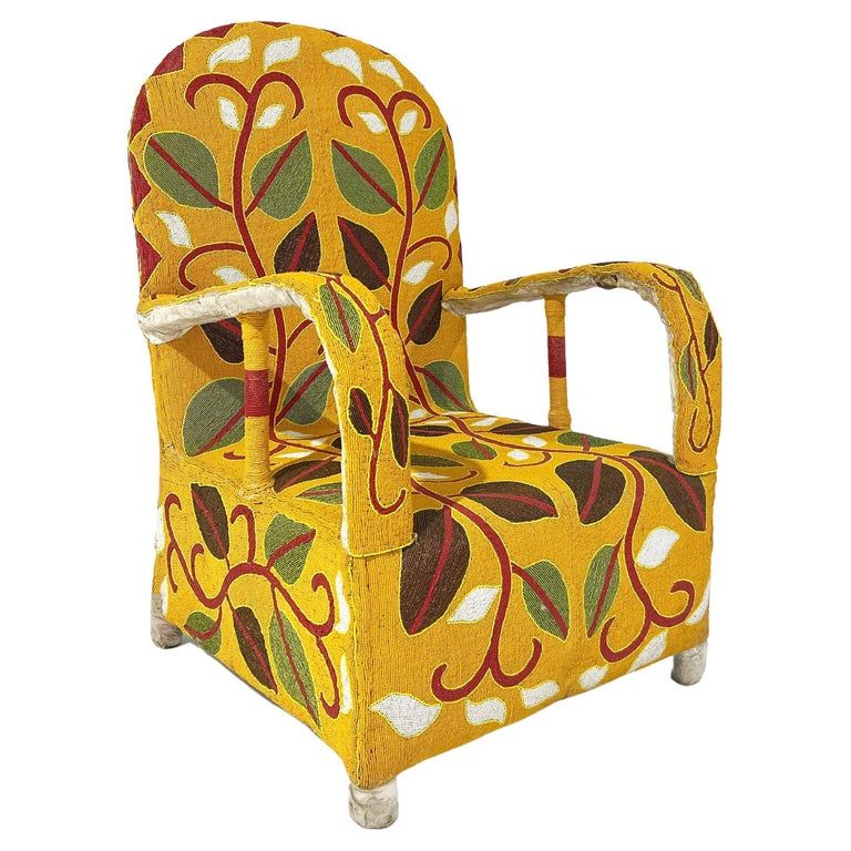 Vintage African Beaded Yoruba Chair, Multicolor, 1 Chair Available added by Alice Zhang