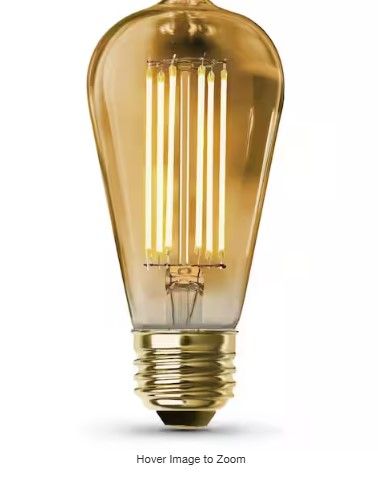 Feit Electric 60-Watt Equivalent ST19 Dimmable Straight Filament Amber Glass E26 Vintage Edison LED Light Bulb, Warm White 2100K ST1960/VG/LED/HDRP added by Danielle Lambert