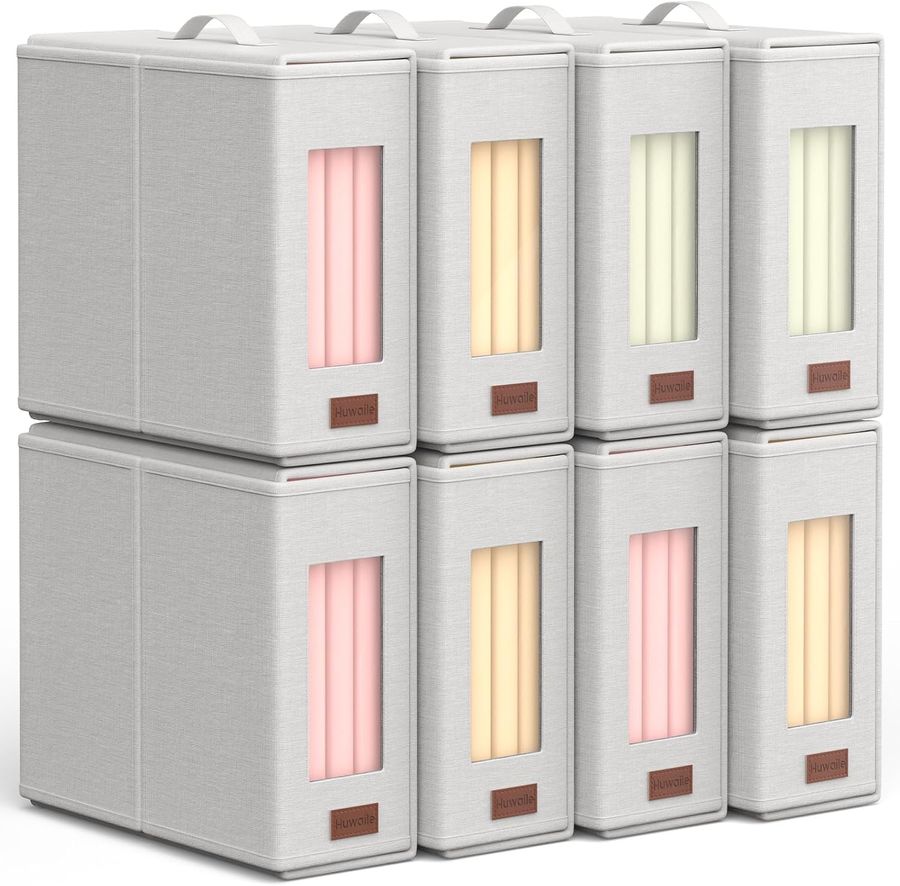 Sheet Organizers and Storage - 8 Pack Bed Sheet Organizers for All Sheet Sizes, Including Queen/King Size Blankets, Foldable Blanket Organizer/Sheet Storage for Linen Closet, Beige added by Rachel Fedorov