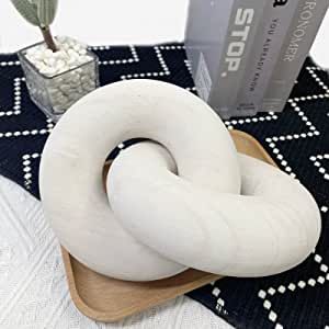2-Link Wood Chain Link Decor Wood Knot Decor, Shelf Decor Hand Carved Boho Bead, Suitable for Bedroom, Living Room, Coffee Table Decor (White) added by Spoak Member