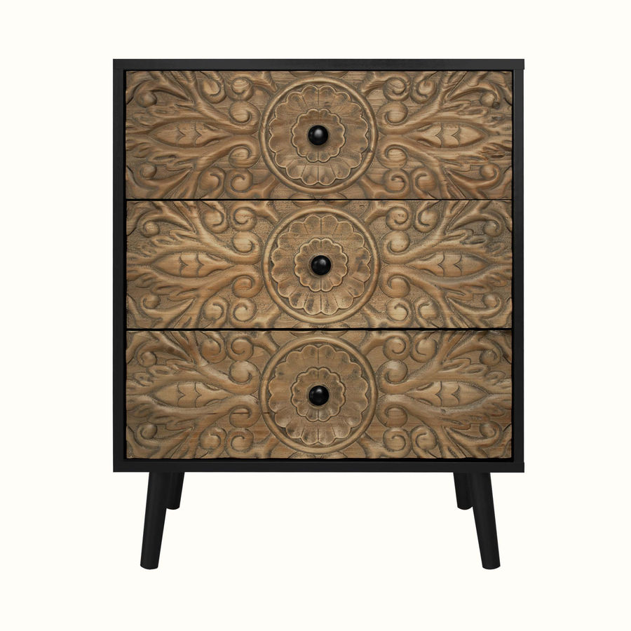 Bungalow Rose Massira 3 - Drawer Nightstand in Black/Brown in Black/Brown & Reviews | Wayfair added by Haroon Latifi