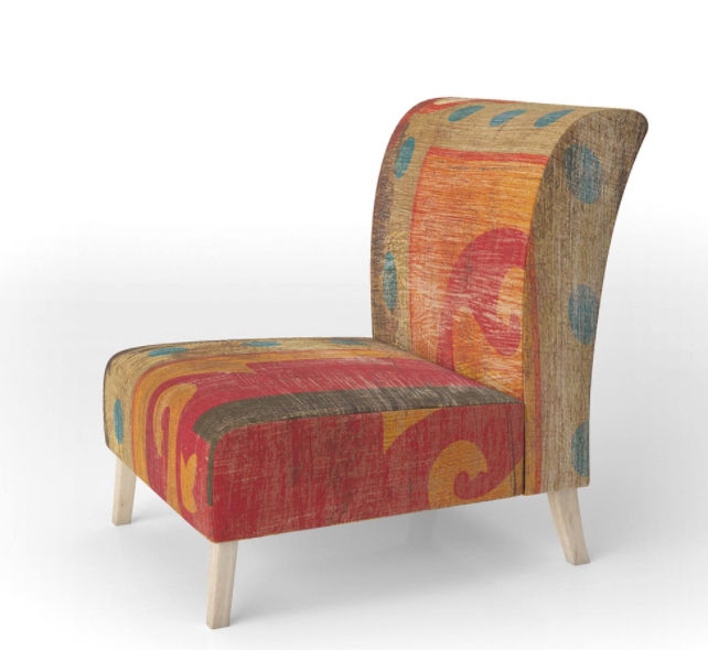 Designart 'Moroccan Orange Tiles Collage II' Upholstered Bohemian Chic Accent Chair added by Spoak Member