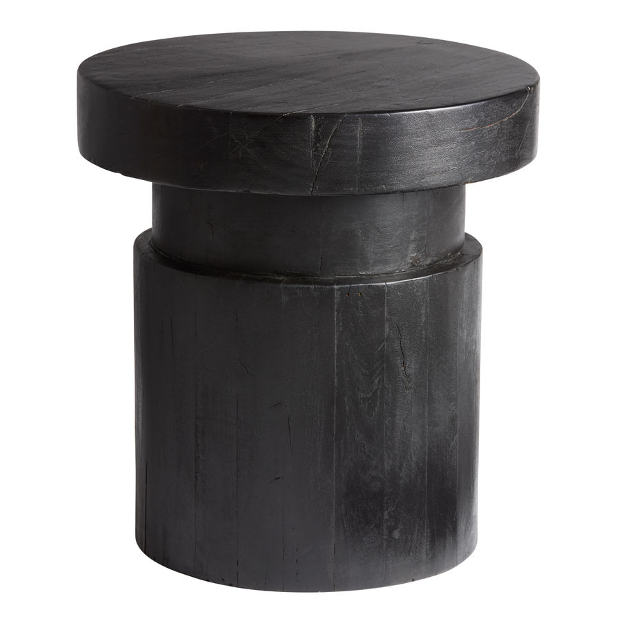 Argyle Round Black Reclaimed Wood Pedestal Side Table - World Market added by Melanie Korn