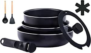 JEETEE Pots and Pans Set Nonstick with Removable Handle Induction Cookware Sets Camping Cookware, PFOA Free, Dishwasher/Oven Safe (Black, 12pcs Cookware Set) added by Nicole Groves Bridgeforth
