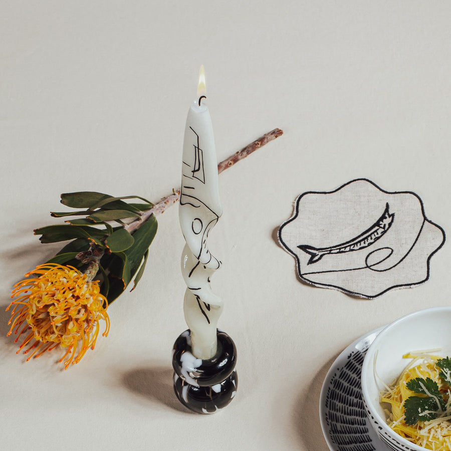 Line Drawing Hand-Painted Twist Candles (Set of 2) added by Spoak 