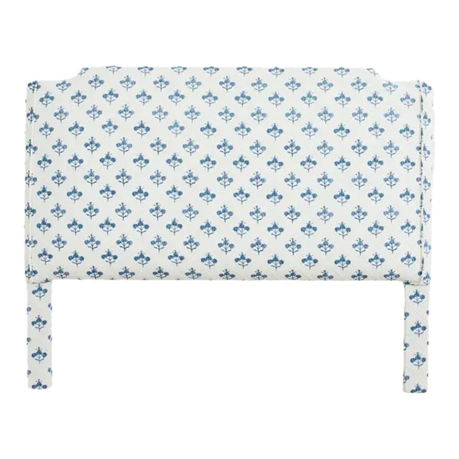 Full Size Blue and White Fabric Upholstered Headboard added by Keeley Hardy