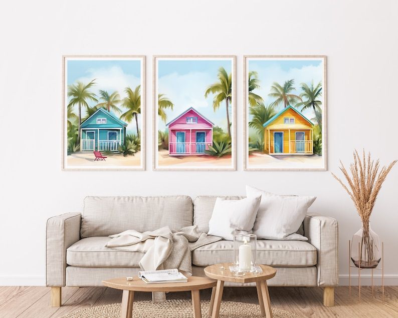Barbados Watercolor Print Set of 3 Caribbean Travel Gift Tropical Island Wall Art Caribbean Island Colorful Houses Decor Seaside - Etsy added by Christina Miller