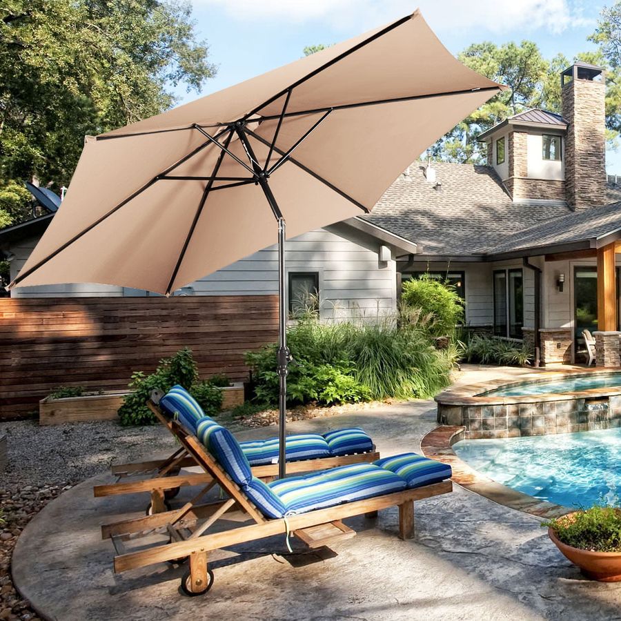 Costway 10FT Patio Umbrella 6 Ribs Market Steel Tilt W/Crank Outdoor Garden Beige added by Katie Carpenter