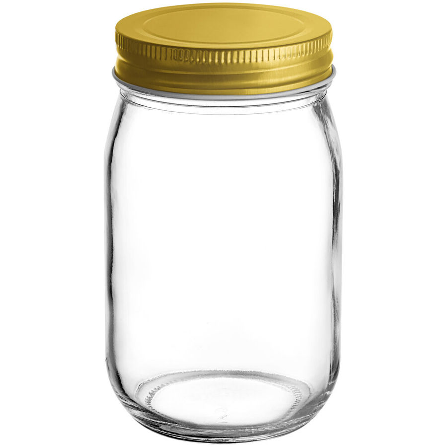Acopa Rustic Charm 16 oz. Drinking / Mason Jar with Gold Metal Lid - 12/Case added by HELEN SALGADO