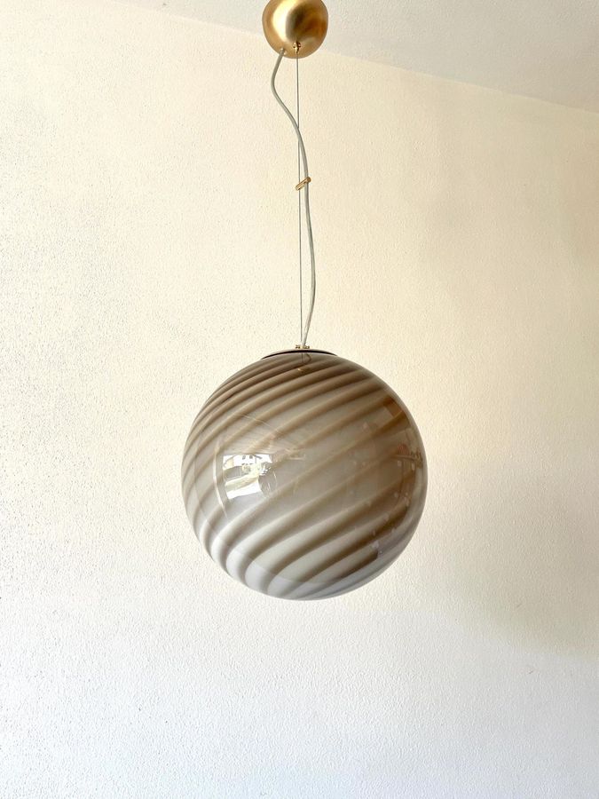 BROWN BEIGE MURANO Ceiling Lamp With Swirl Rigadin Glass, D 30 Golden Frame - Etsy added by Emily Bogen