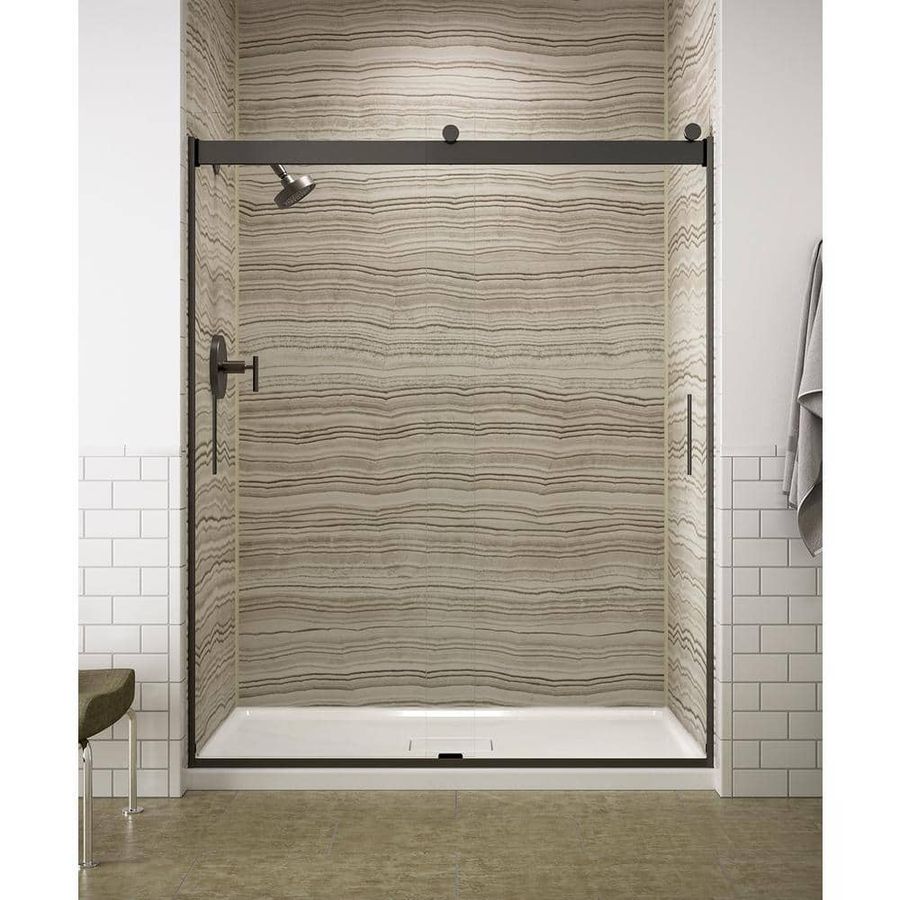 KOHLER Levity 56-60 in. W x 74 in. H Frameless Sliding Shower Door in Anodized Dark Bronze K-706009-L-ABZ - The Home Depot added by Linnea Garland