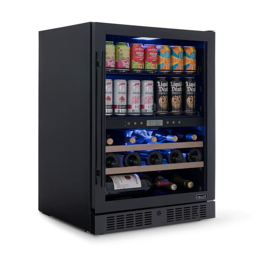 NewAir 24 in. Dual Zone 24 Wine Bottles & 100 Cans Beverage & Wine Cooler in Black Stainless Steel with Customizable Shelves AWB-401DB-B - The Home Depot added by Jamie Moon