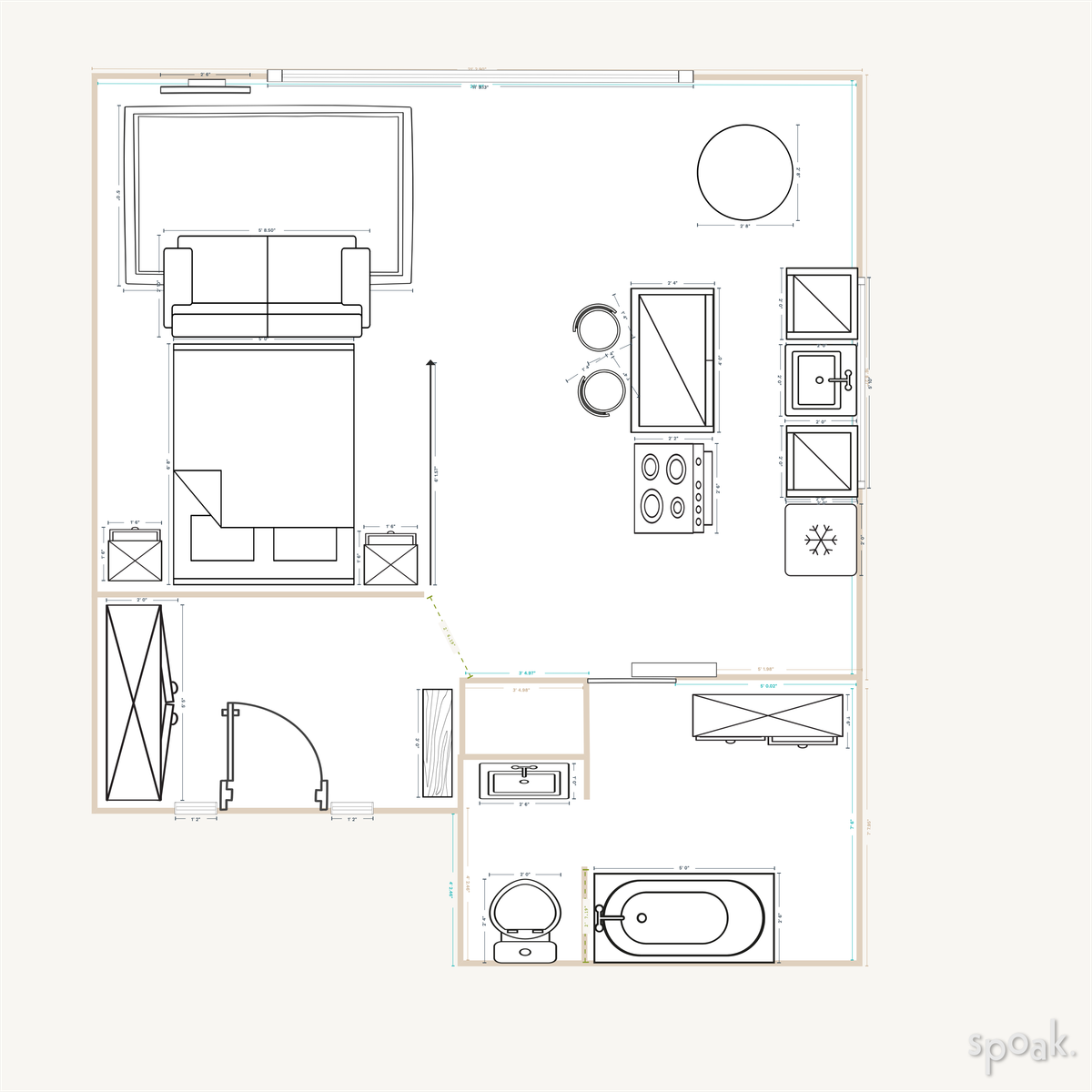 One Bedroom House Floor Plan designed by Chelsey Wayte