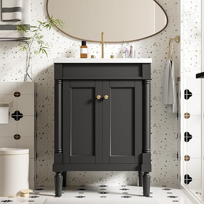 24 Inch Bathroom Vanity with Single Sink Combo Set, Modern Bathroom Storage Cabinet with Double Soft Closing Doors, Solid Wood Frame Bathroom Vanities. added by Angelieque Pelle