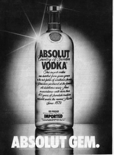ABSOLUT PRINT AD "ABSOLUT GEM" ABSOLUT VODKA ADS LOOK GOOD  FRAMED OR TO COLLECT  | eBay added by Piper Wallace