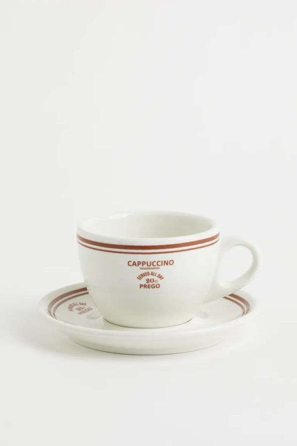 Cappuccino Cup and Saucer - White/brown - Home All | H&M US added by Spoak Member