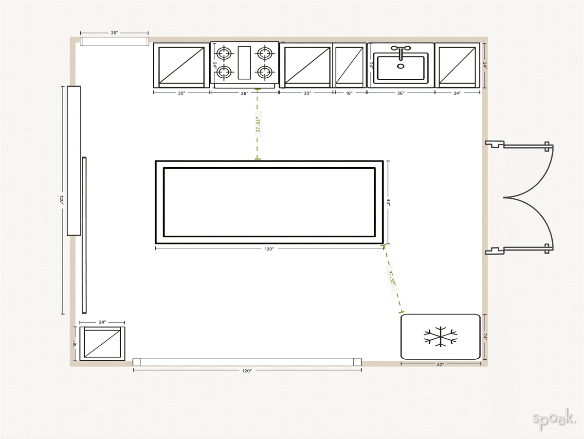 Large Kitchen Layout designed by Elizabeth Tyrka