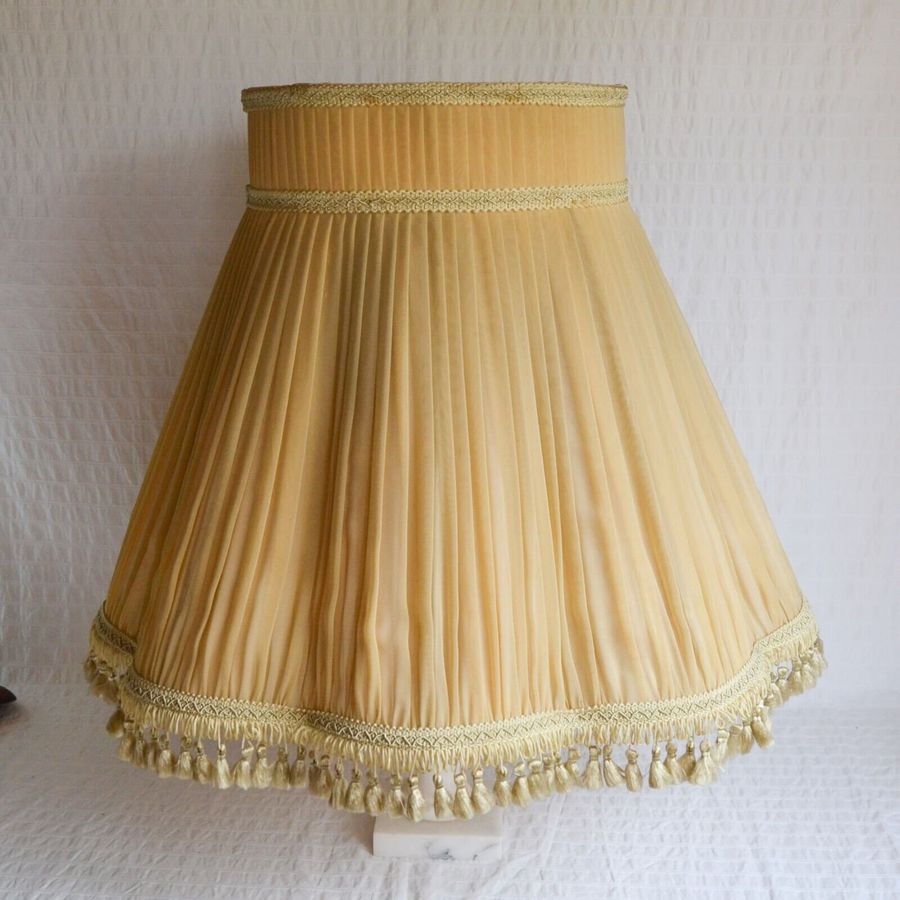 Vintage Pleated Chiffon Lampshade, Cream Lemon Tassel Fringed Braided Standard added by Karli Wessale
