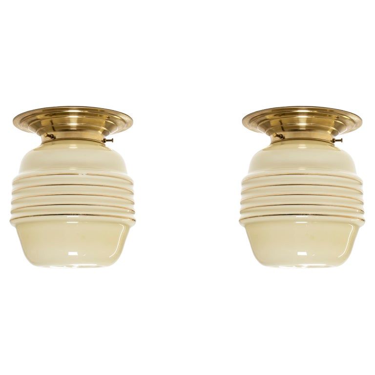 Functionalist Pair of Flush Mount Ceiling Lights, 1950s added by Spoak Member