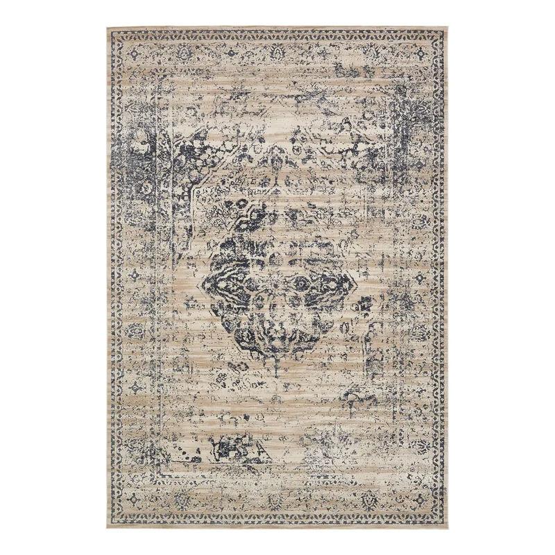 Lapointe Oriental Area Rug in Dark Blue/Beige/Cream added by Kelsey Kosztowny
