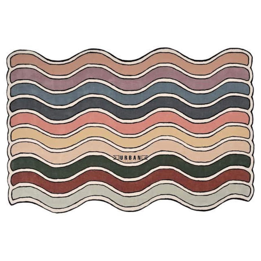 Modern Abstract Irregular shape colorful wave pattern Handmade Woolen Designer Tufted Area Rug f added by Alex Ravsten