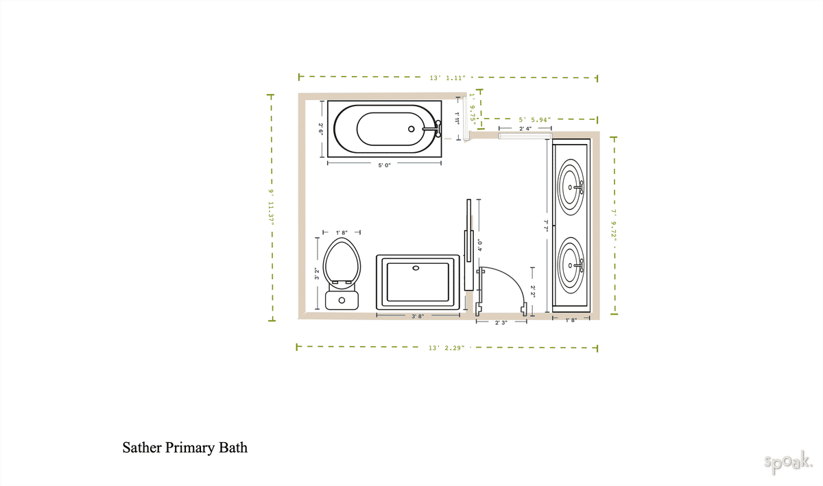 Large Half Bathroom Plan designed by Tracy McGuire