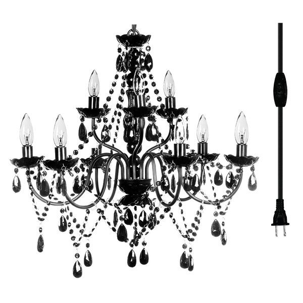 9 - Light Candle Style Classic Plug-In Chandelier with Acrylic Crystal Accents added by Nicole Croom