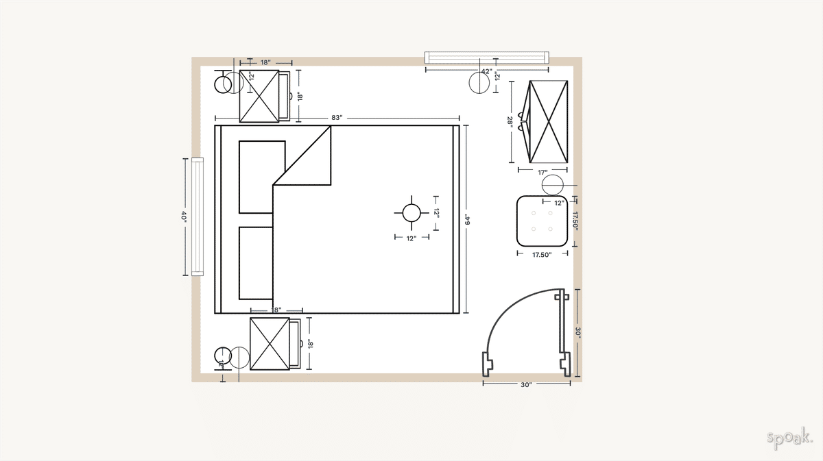 Rectanglar Bedroom Layout designed by Alexandria Busdicker
