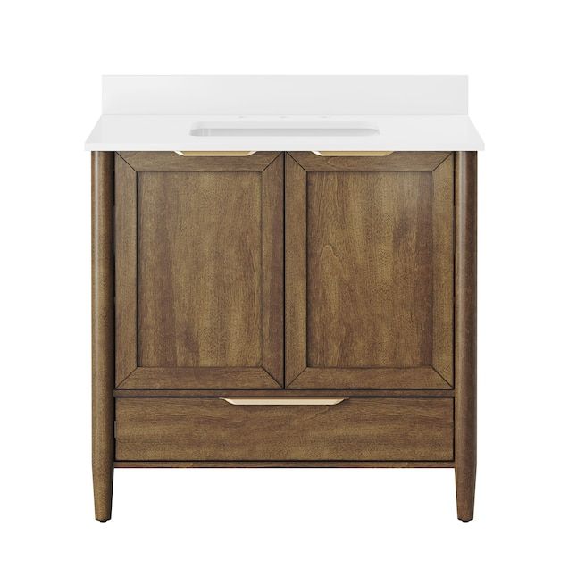 Origin 21 Westmoreland 36-in Walnut Undermount Single Sink Bathroom Vanity with White Engineered Stone Top added by Madison Newman