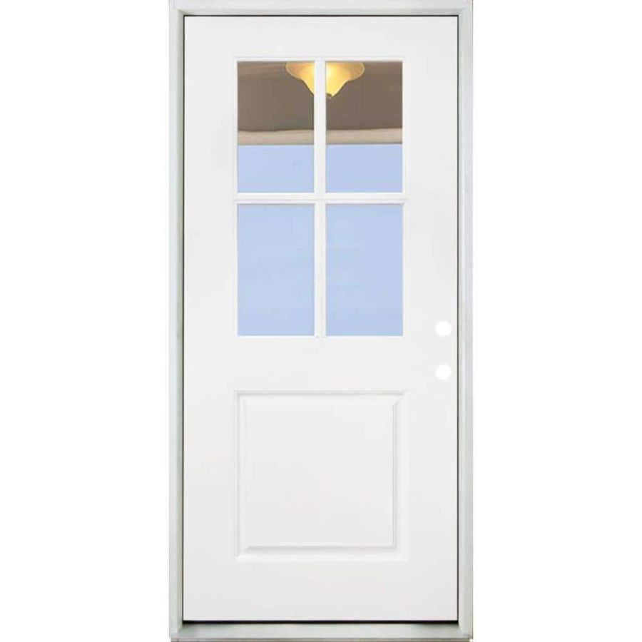 Steves & Sons 36 in. x 80 in. Legacy 4 Lite Half Lite Clear Glass Left Hand Inswing White Primed Fiberglass Prehung Front Door SIP0000009489 - The Home Depot added by Caroline Osborn