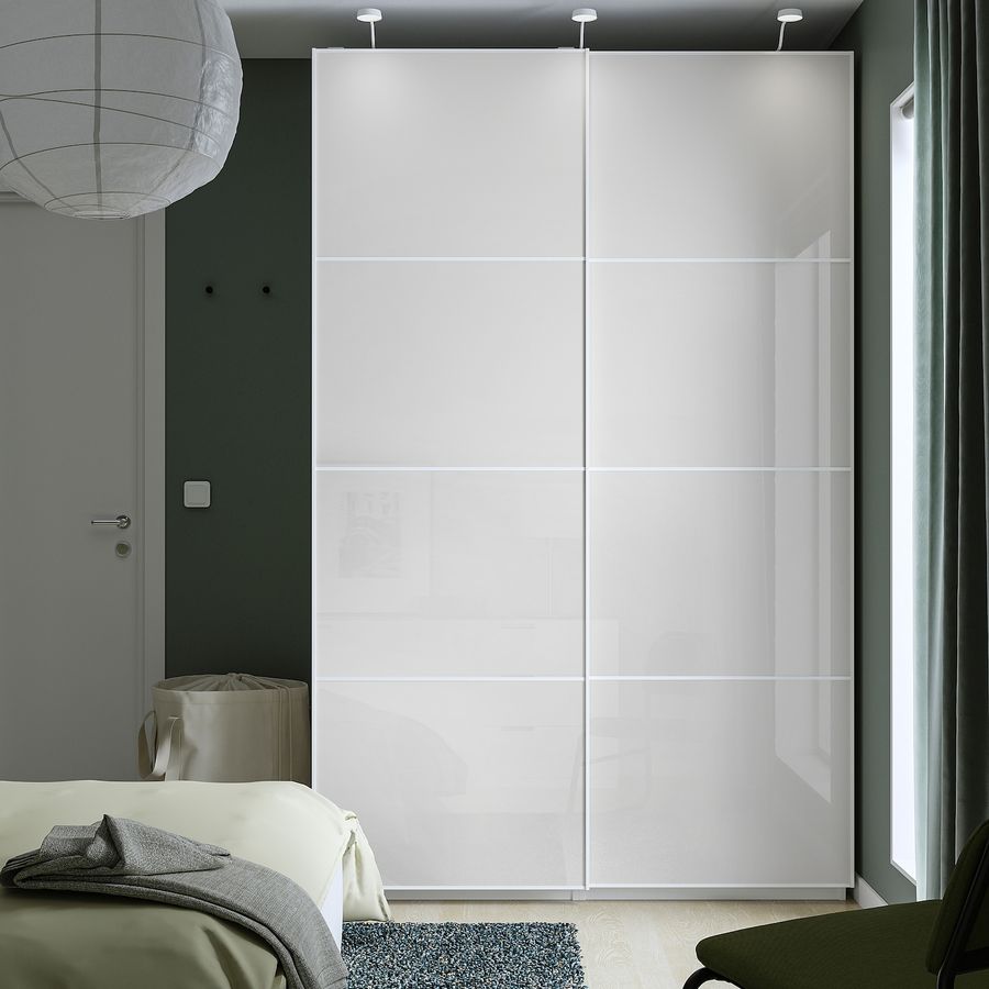 PAX / HOKKSUND Wardrobe, white/high-gloss light gray, 59x26x931/8" - IKEA added by Zanneta Peart Bennett