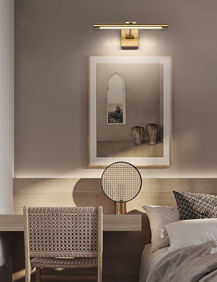 LED Picture Light Fixtures 24.4 Inches, Full Metal Artwork Wall Lamp with Single Swing Arm, 14W (70W Eqv.), Hardwire Connection, Non-Dimmable, 3000K Warm White, CRI80+, Golden-Like Brass Finish added by Tracie Robinson