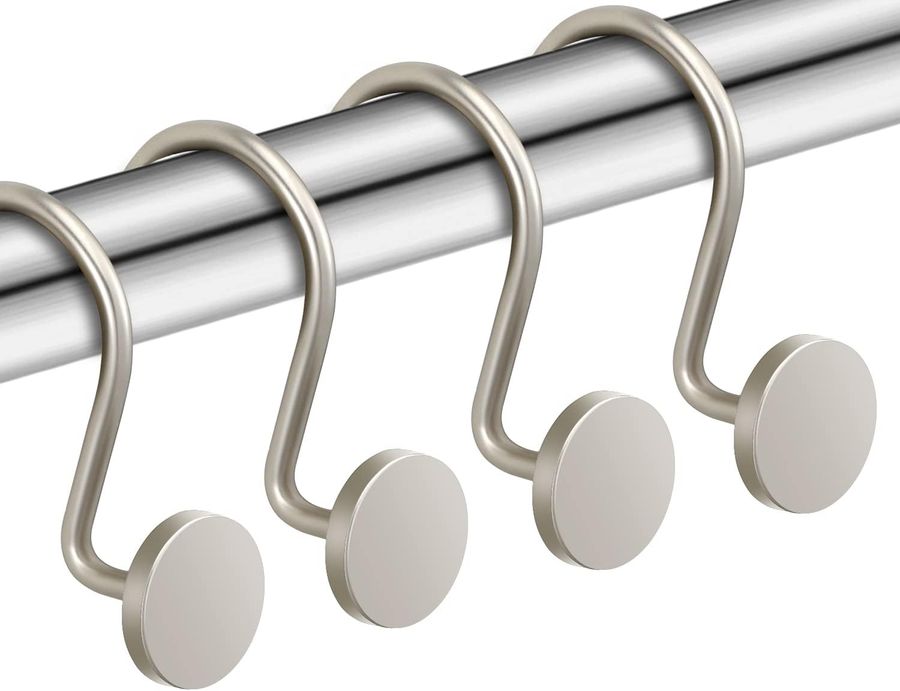 Nickel Shower Curtain Hooks, Rustproof Shower Curtain Rings for Bathroom, Metal Shower Hooks for Shower Curtain Rod, Modern Decorative Shower Curtain Hangers Set of 12, Round Heavy Duty Design added by Katie Carpenter