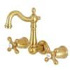 Kingston Brass Heritage 2-Handle Wall Mount Bathroom Faucet in Brushed Brass HKS1227AX added by Eva Gavrish