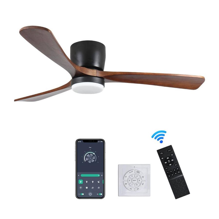FIRHOT 42 in. Smart Indoor Black Ceiling Fan with LED Light and App Remote Control 3 Colors Adjustable and Reversible DC Motor AW-DS687-C - The Home Depot added by Kim Martin