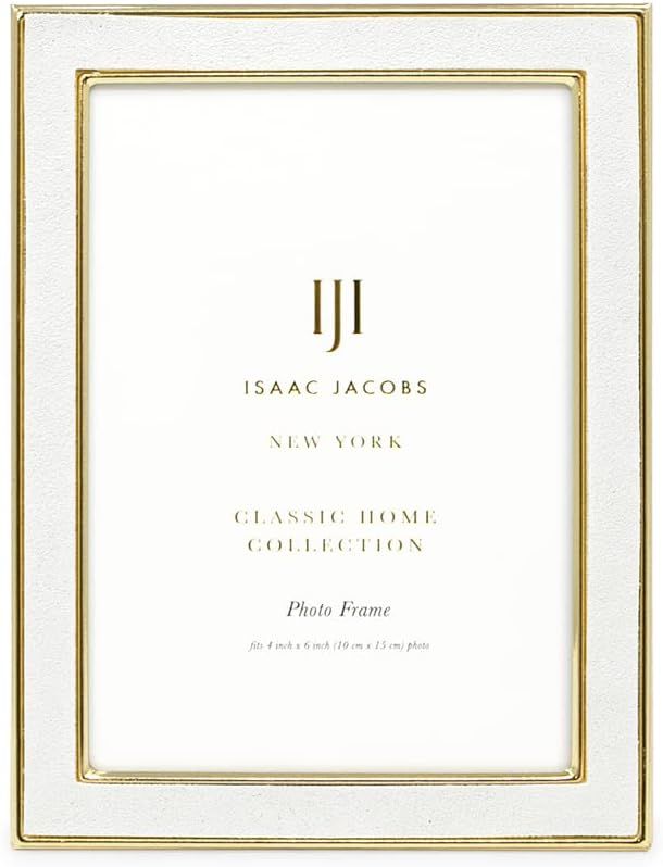 Isaac Jacobs 4x6 White Leather with Gold Metal added by Sunny Karges