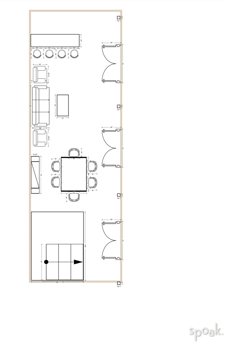 Living Room Layout designed by Ashley Paiva