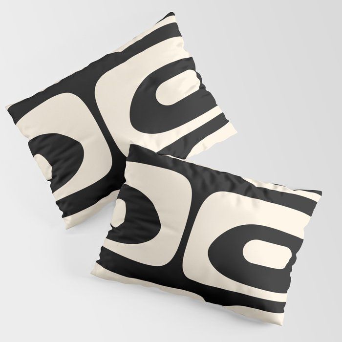Mid Century Modern Piquet Abstract Pattern in Black and Almond Cream Pillow Sham by Kierkegaard Design Studio | Society6 added by Alison Shepherd