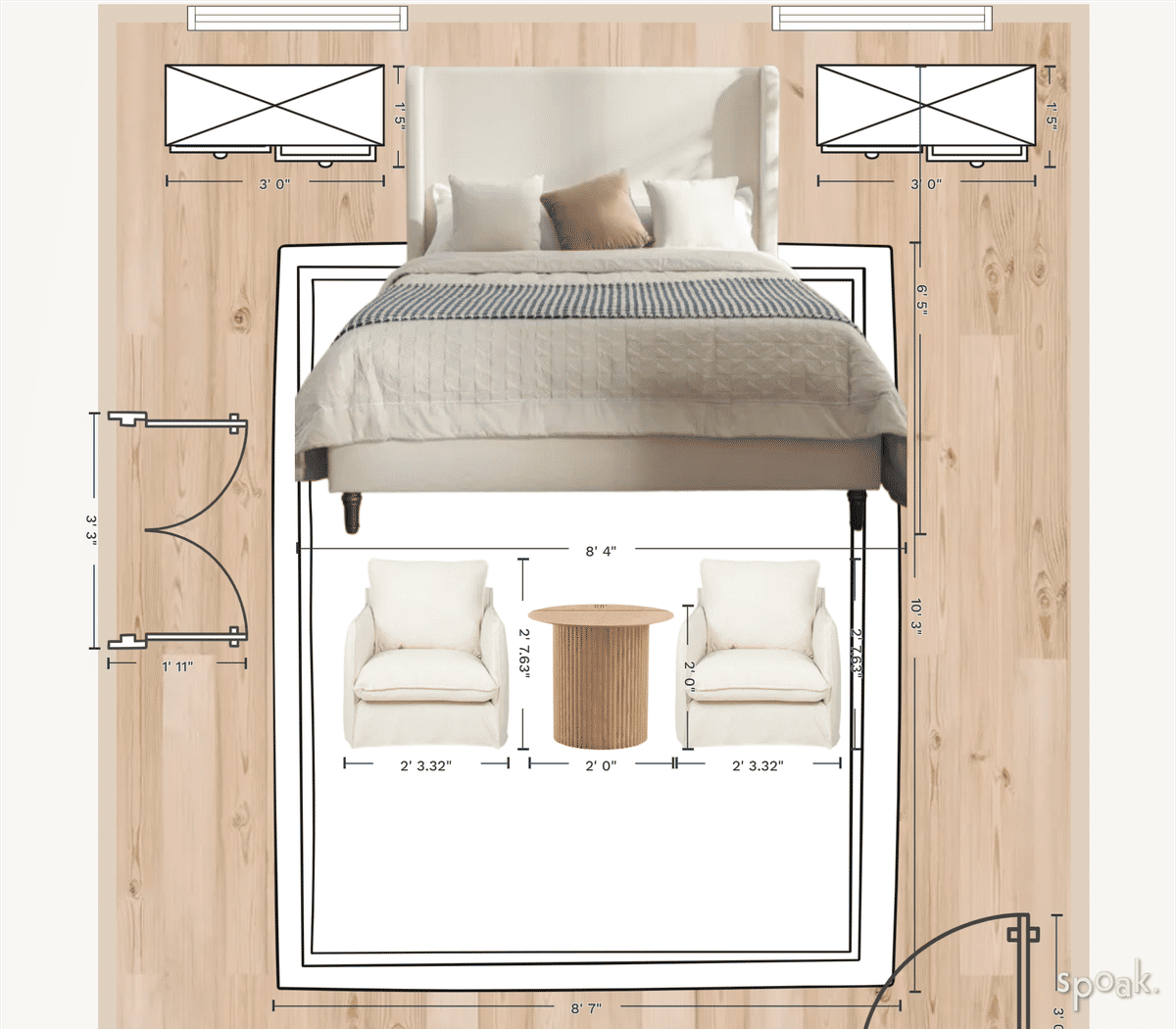 Square Primary Bedroom Floor Plan designed by kristin riggs