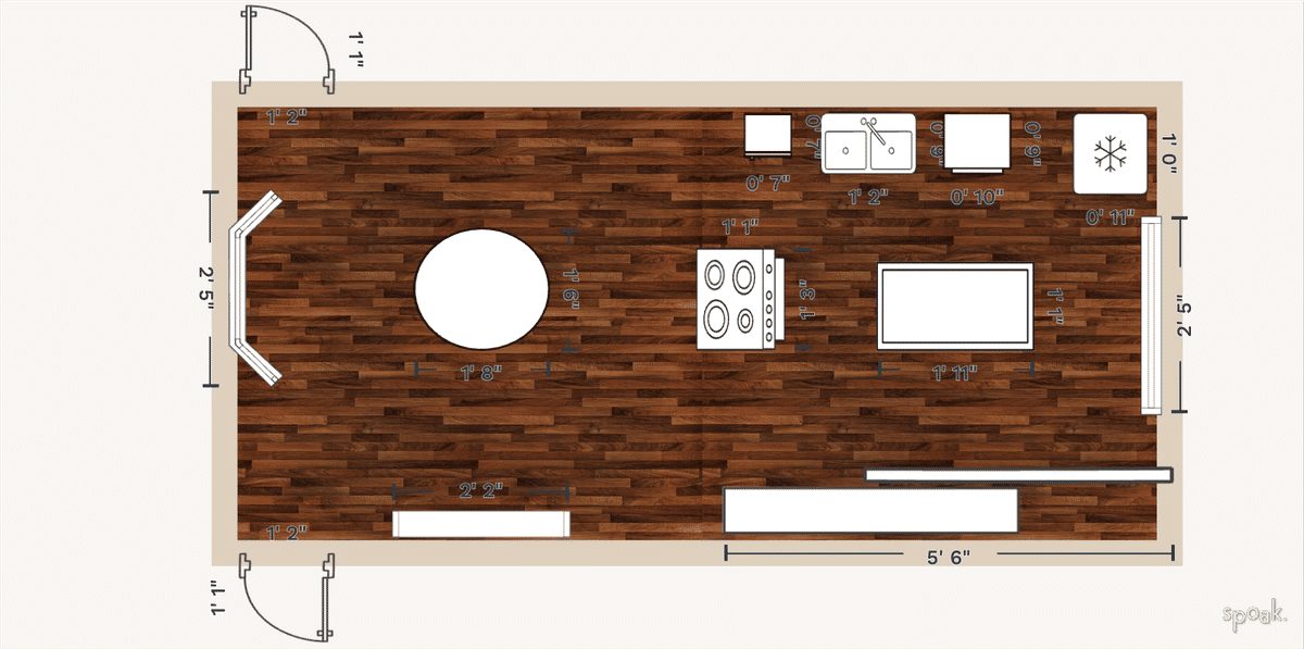 Rectanglar Kitchen Floor Plan designed by Sara Olson