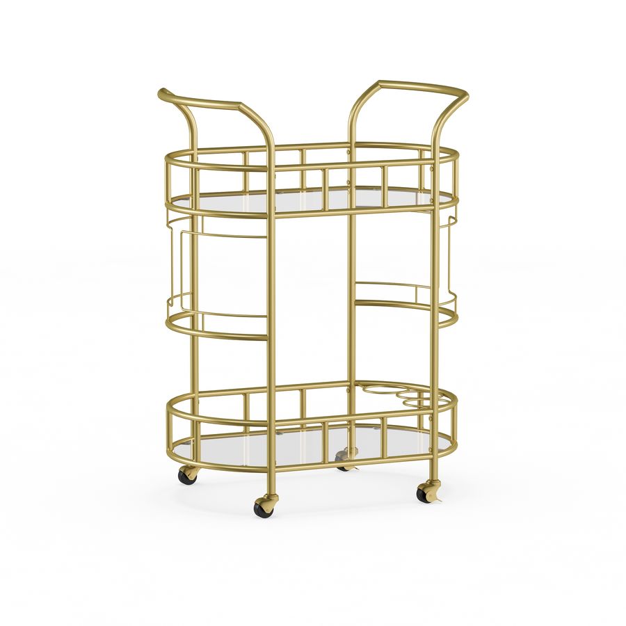 Better Homes & Gardens Fitzgerald Bar Cart with Matte Gold Metal Finish, 2-Tiers - Walmart.com added by Jessica Holmes