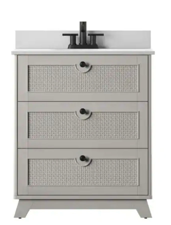 30 in. W x 20 in. D Bath Vanity in White with Stone Top in White with White Basin added by Spoak Member