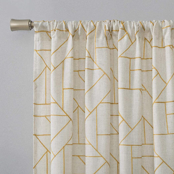 Mid-Century Linen Geometric Sheer Rod Pocket Single Curtain Panel added by Katie Carpenter