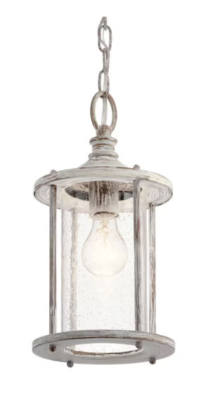 Kichler Hawser Distressed Antique White Coastal Seeded Glass Cylinder Mini Outdoor Hanging Pendant Light added by Jamie Gallagher