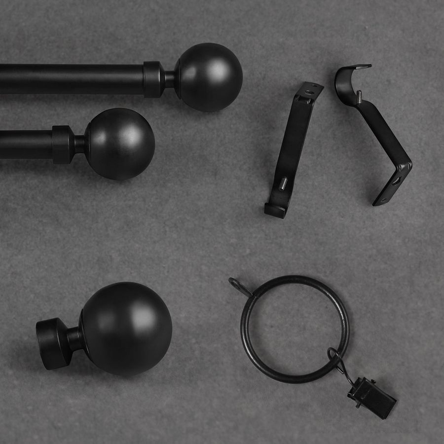 Metal Ball Extendable Rod Set- Matte Black added by Where The Heart Is Designs