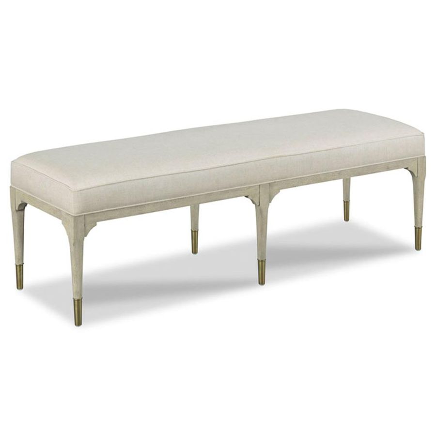 Woodbridge Juliet French Country White Upholstered Linen Beige Oak Wood Bench added by Courtney Shaw