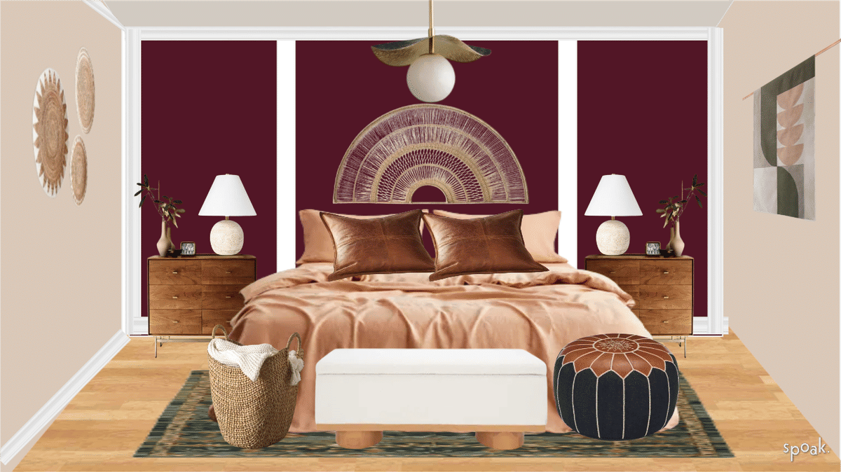 Red japandi bedroom ideas and inspo., image size:1200x674