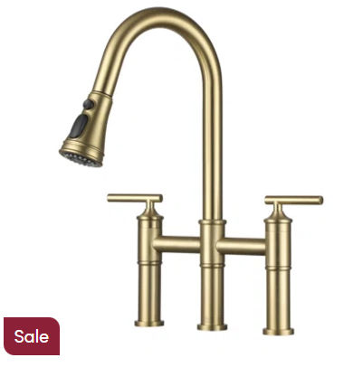 CASAINC Sleek 2-Handle Bridge Kitchen Faucet with Three Function Pull-Down Sprayhead 1.8 GPM | Wayfair added by Camille Ashburn